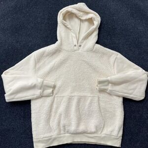 Workshop Republic Clothing Hoodie Womens Small White Sherpa Fleece Pullover